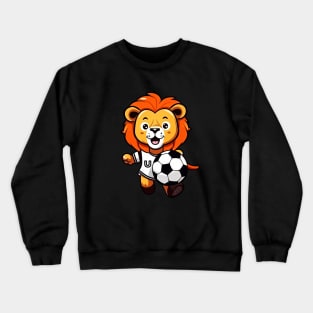 Cute Soccer Lion For Kids Football Boys Crewneck Sweatshirt